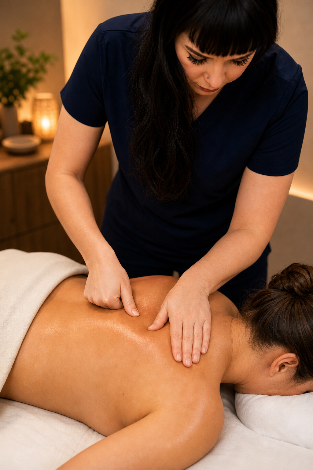 Neuromuscular massage trigger point therapy on shoulder at Life Massage & Wellness Portsmouth NH