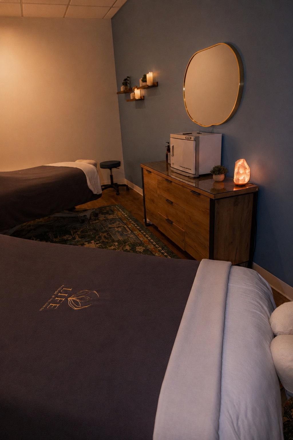 Warm blanket on a heated massage table — comfort standard at Life Massage & Wellness Amesbury MA