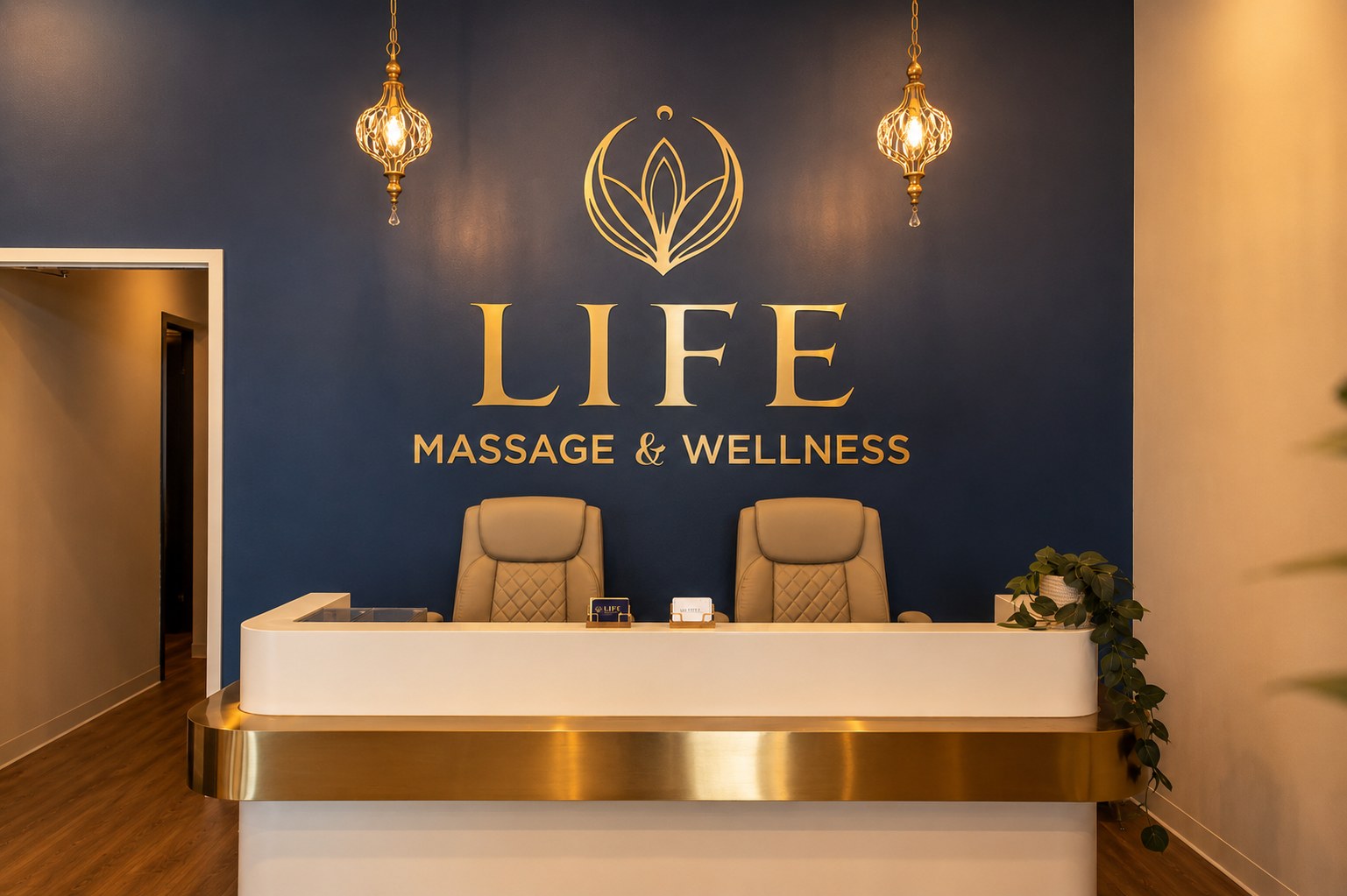 Reception desk at Life Massage and Wellness Portsmouth